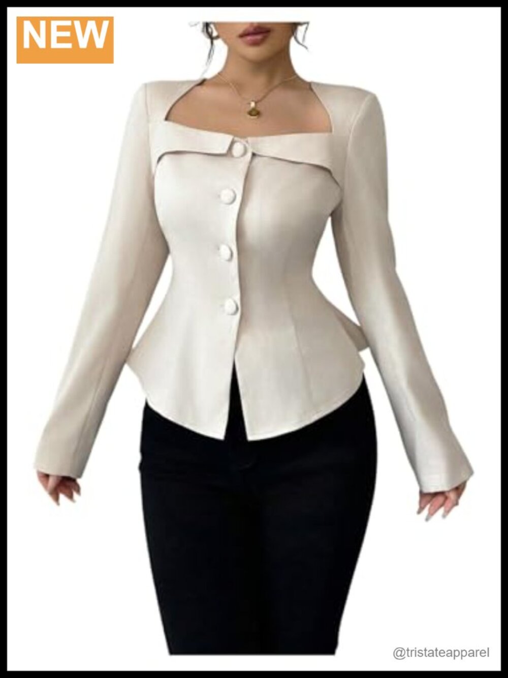 Women's Button Front Long Sleeve Blouse Cinched Waist Peplum Work Top